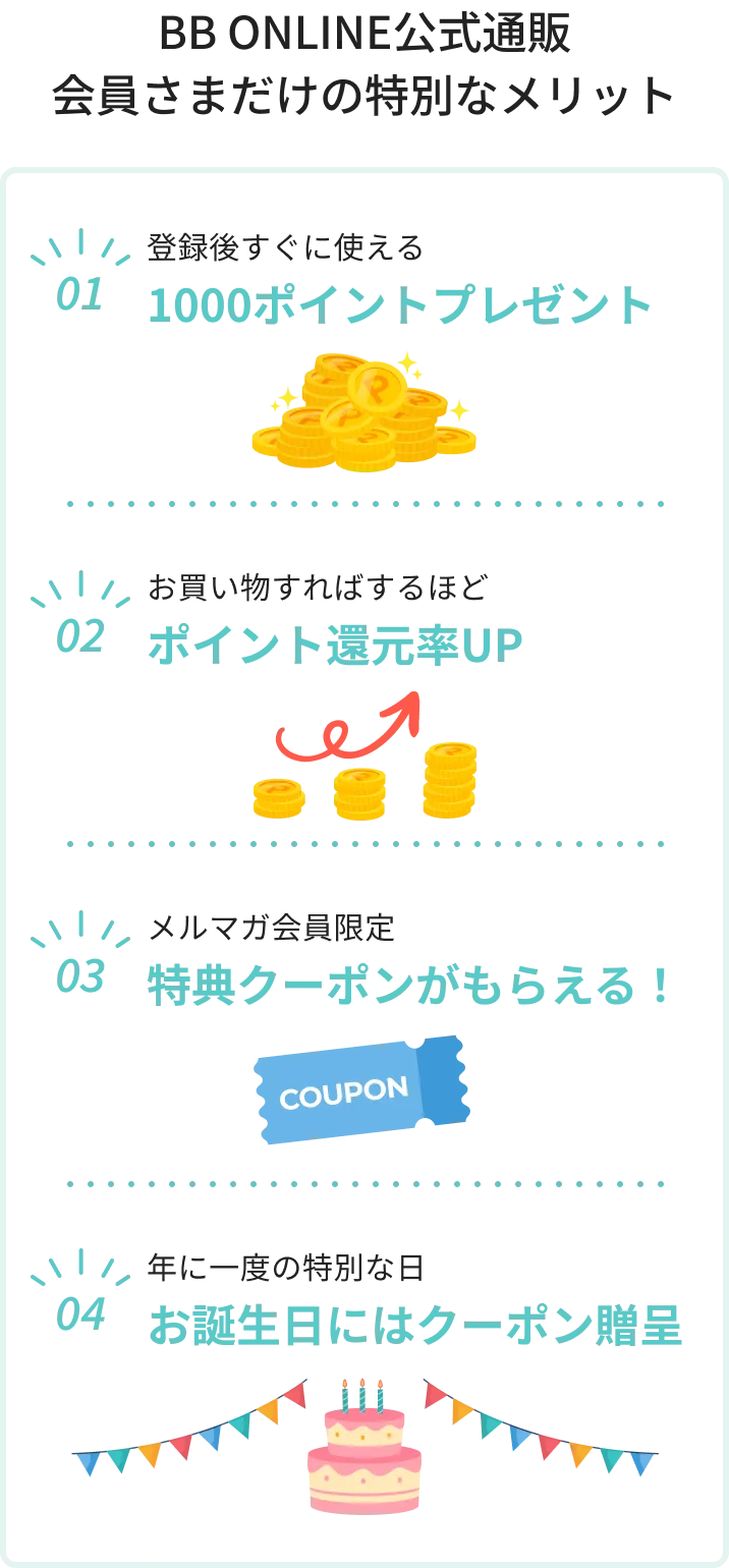 BB ONLINE公式通販会員さまだけの特別なメリット